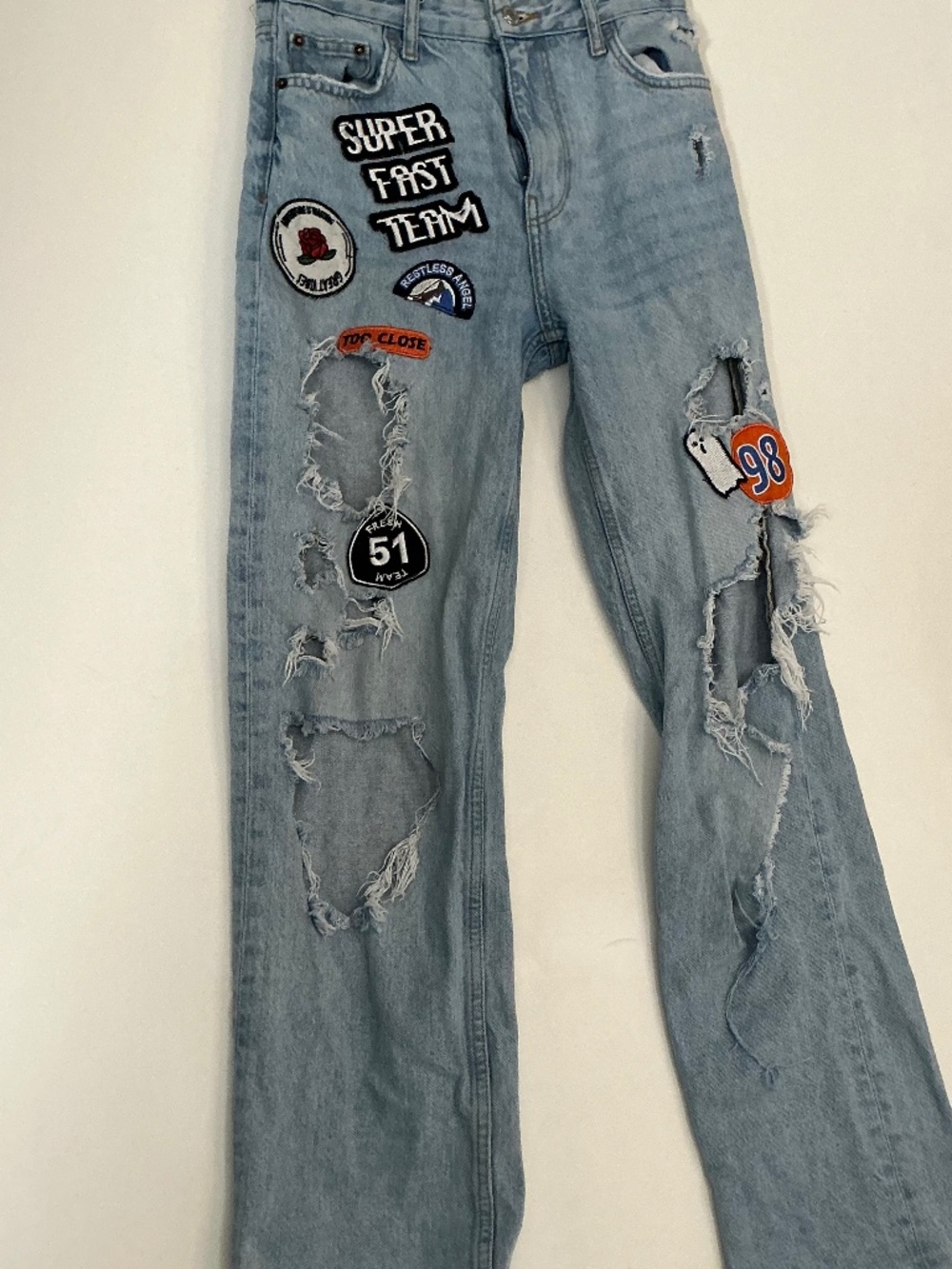 Bershka vintage torn patched jeans small